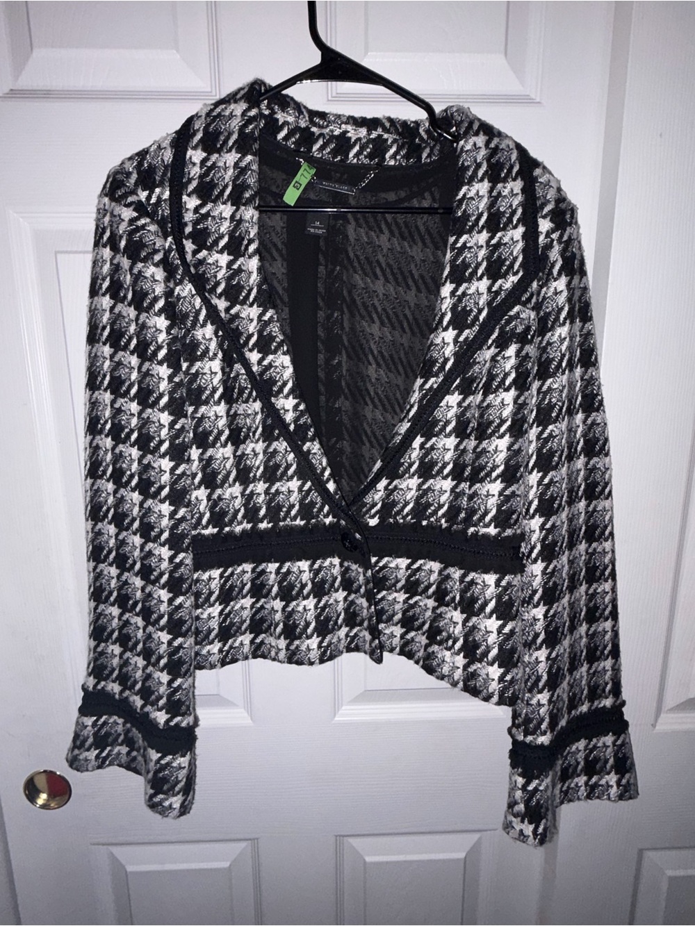 White House Black Market Black and White Houndstooth Blazer